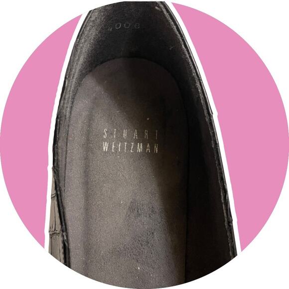 STUART WEITZMAN Black Croc 80s Vintage Leather Heel Pumps Women Size 9.5 AA - Picture 4 of 13